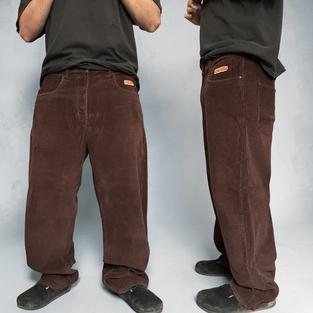 Empyre Brown Corduroy Baggy Skater Pants Y2K Retro Size 34 (Measures 36)